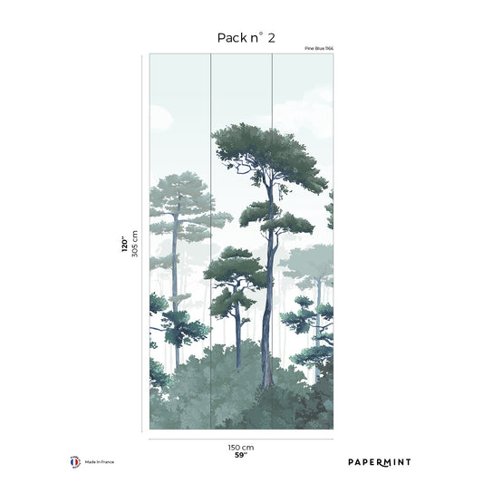 Veer Decor Pinewood Pack 2 in Blue Wall Mural Nature Mural Blue  Mural - 8184-CO2-B