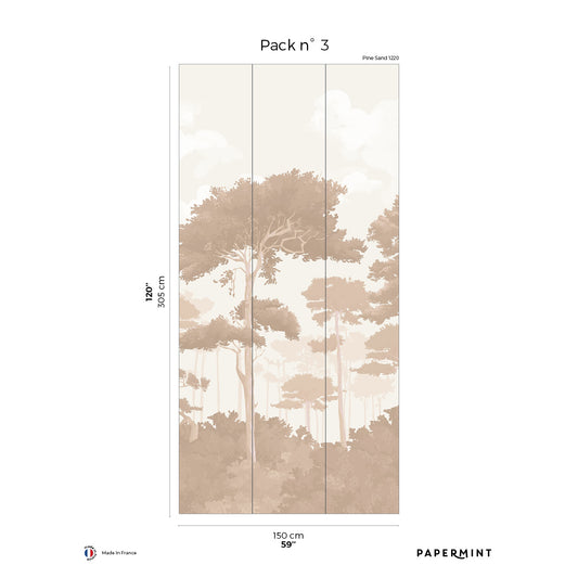 Veer Decor Pinewood Pack 3 in Beige Wall Mural Nature Mural Beige  Mural - 8184-CO3-C