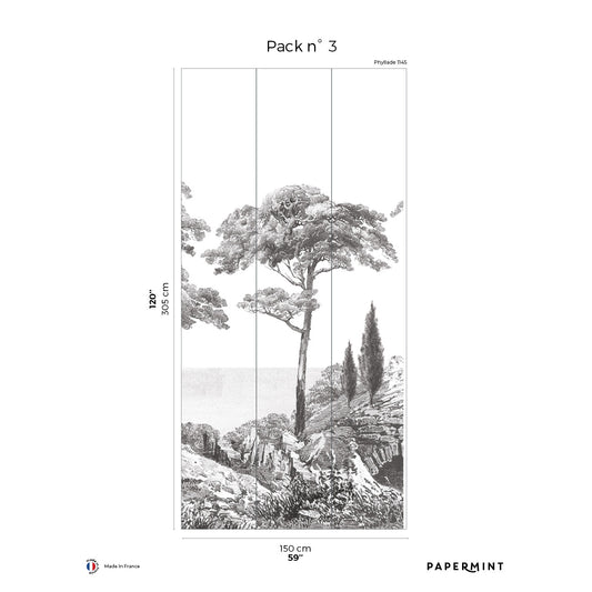 Veer Decor Porquerolles Pack 3 in Gray Wall Mural Nature Mural Gray  Mural - 8184-CP1-C