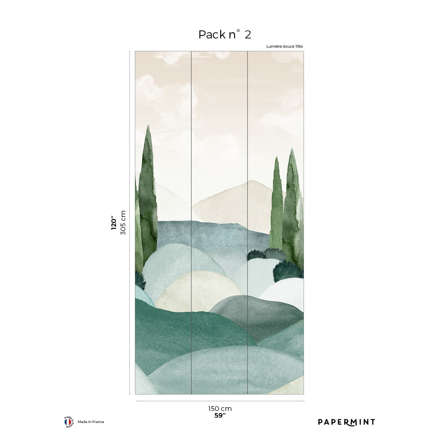 Veer Decor Provence Pack 2 in Green Wall Mural Nature Mural Green  Mural - 8184-CQ1-B