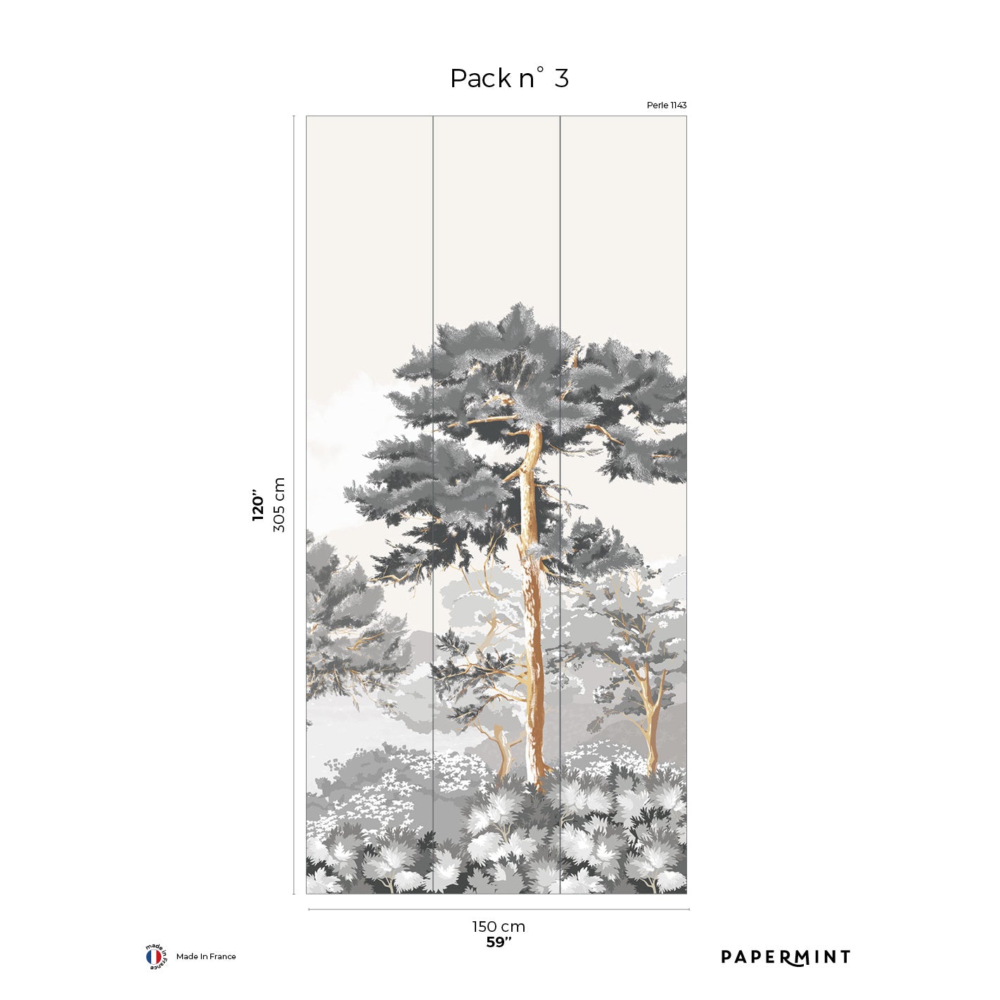 Veer Decor Quiberon Pack 3 in White Wall Mural Nature Mural White  Mural - 8184-CR2-C