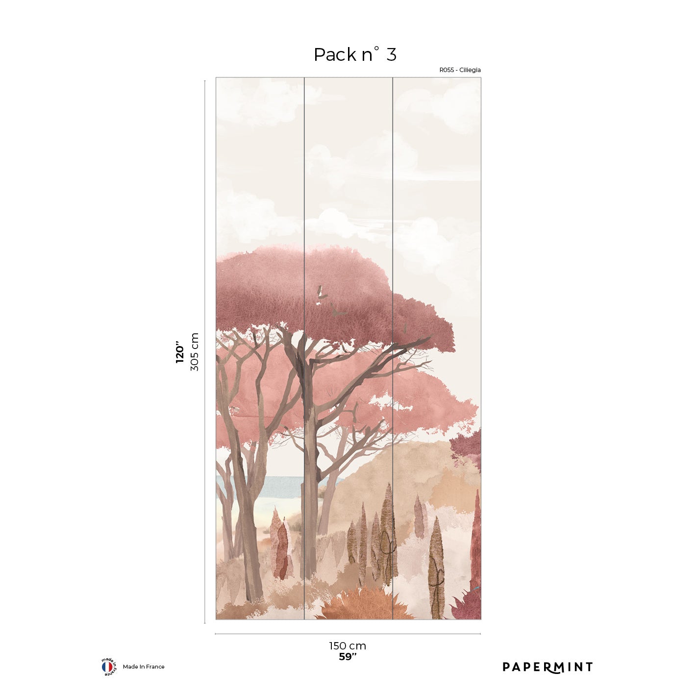 Veer Decor Riviera La Spiagga Pack 3 in Pink Wall Mural Coastal Mural Pink  Mural - 8184-CT1-C