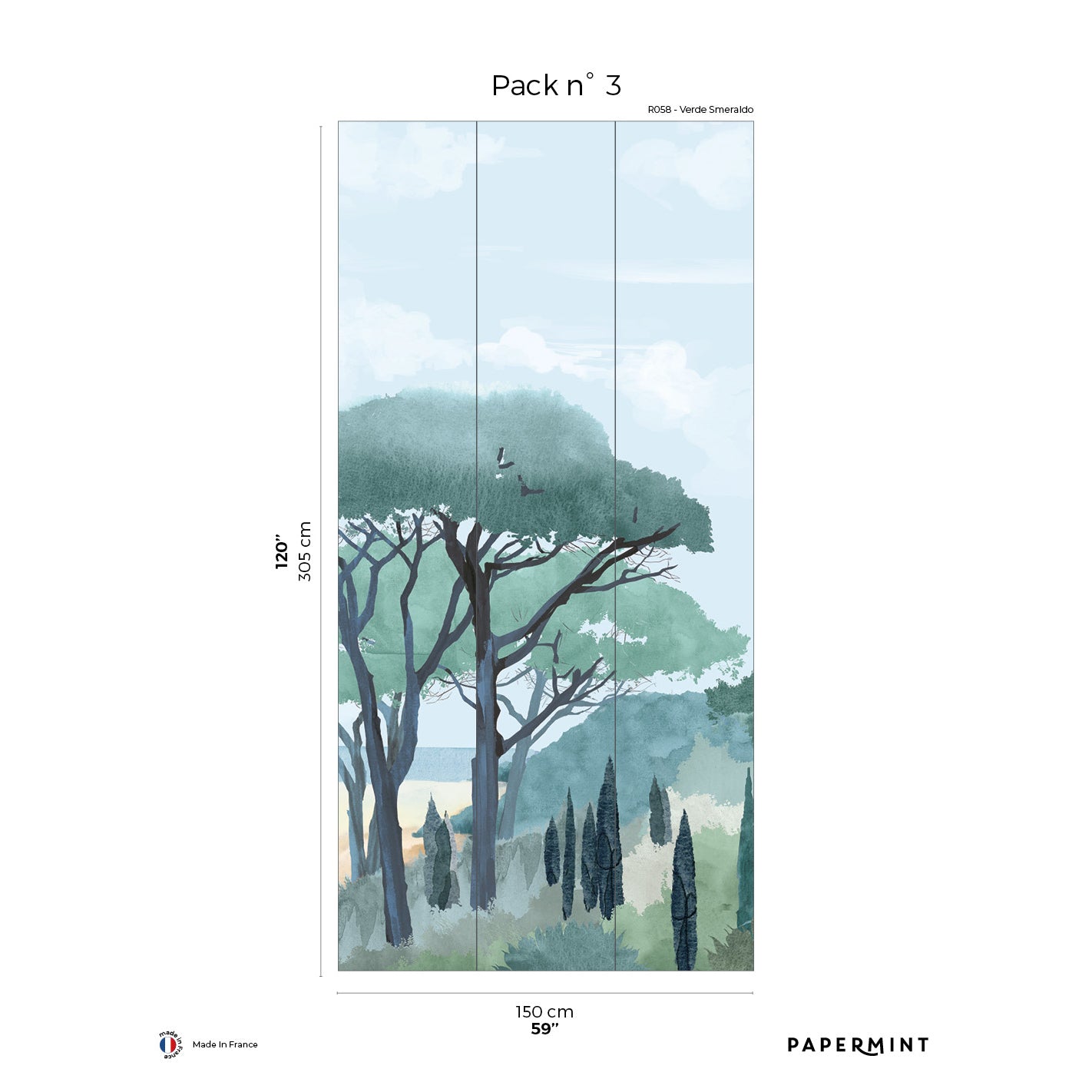 Veer Decor Riviera La Spiagga Pack 3 in Blue Wall Mural Coastal Mural Blue  Mural - 8184-CT3-C