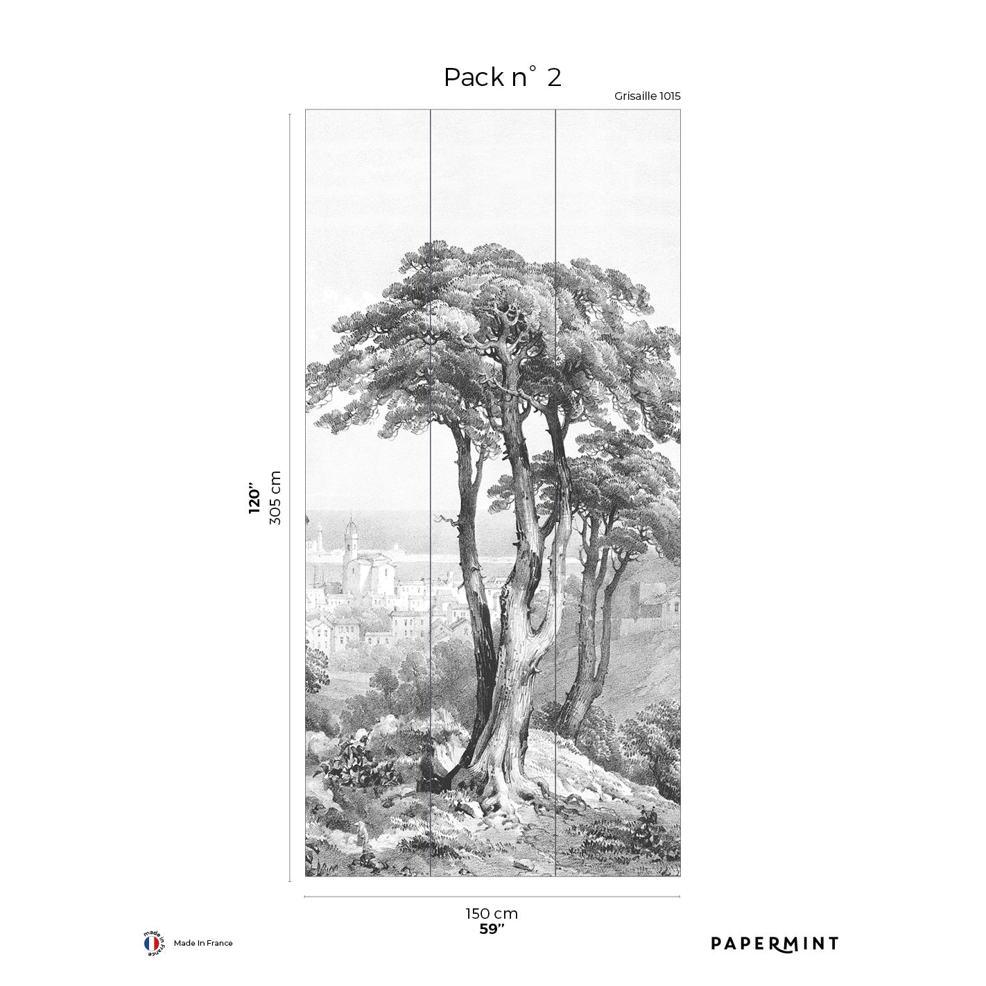 Veer Decor Saint-Tropez Pack 2 in Gray Wall Mural Landscape Mural Gray  Mural - 8184-CV1-B