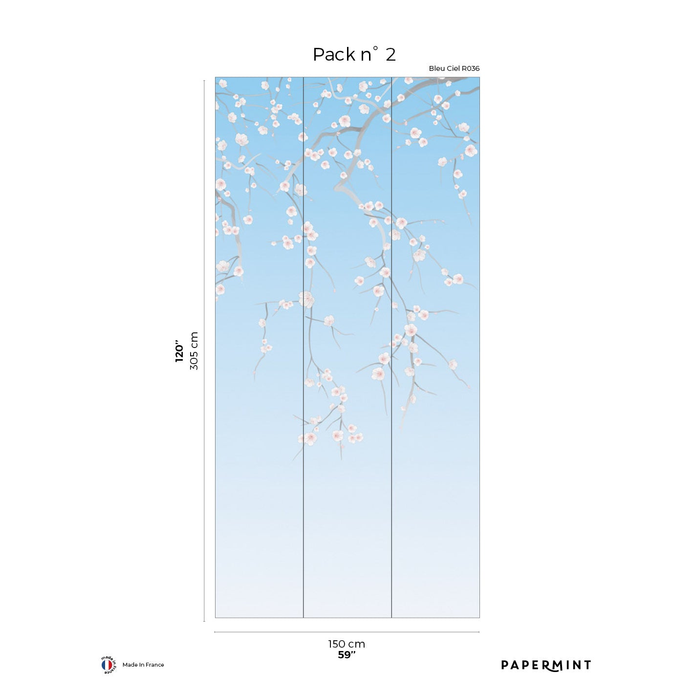 Veer Decor Sakura Pack 2 in Blue Wall Mural Botanical & Floral Mural Blue  Mural - 8184-CW1-B