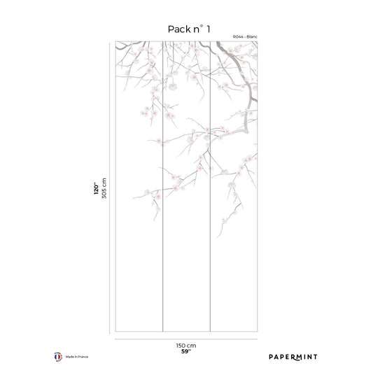 Veer Decor Sakura Pack 1 in White Wall Mural Botanical & Floral Mural White  Mural - 8184-CW3-A