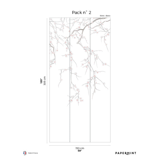 Veer Decor Sakura Pack 2 in White Wall Mural Botanical & Floral Mural White  Mural - 8184-CW3-B