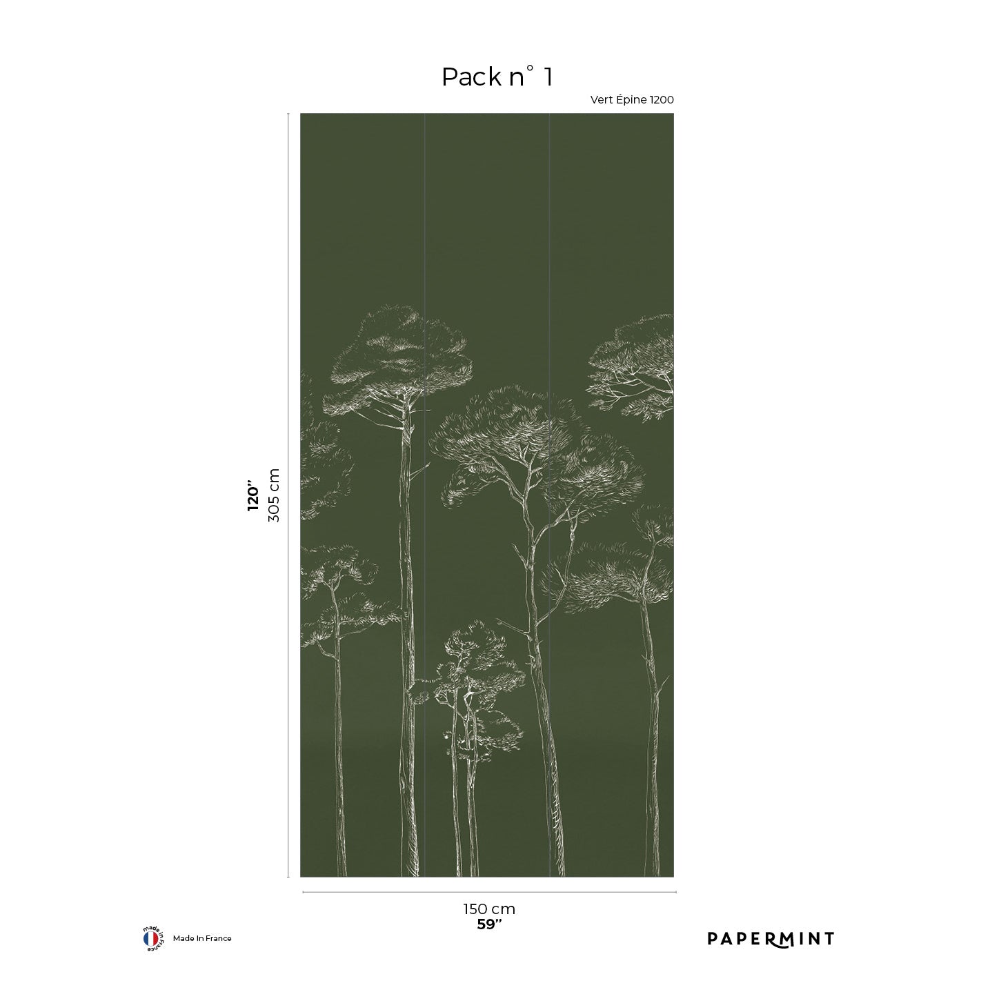 Veer Decor Under the Pines Pack 1 in Green Wall Mural Nature Mural Green  Mural - 8184-CY3-A