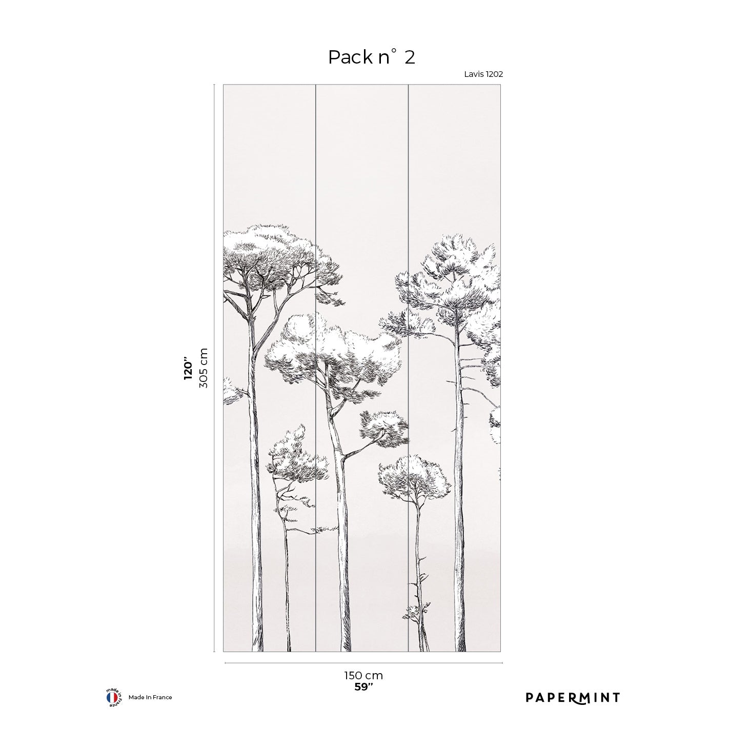 Veer Decor Under the Pines Pack 2 in White Wall Mural Nature Mural White  Mural - 8184-CY5-B