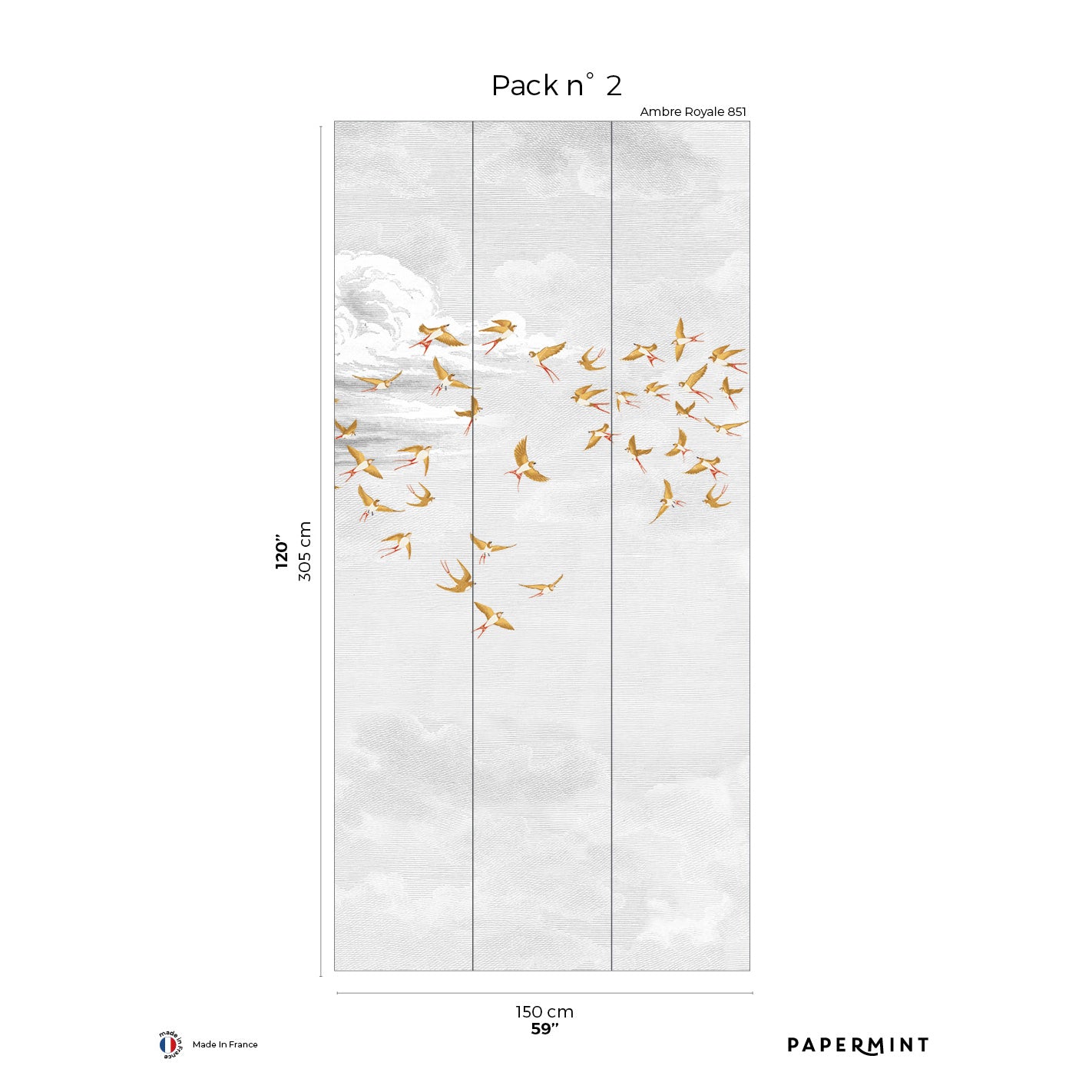 Veer Decor Swallow Clouds Pack 2 in Orange Wall Mural Animals Mural Orange  Mural - 8184-CZ4-B