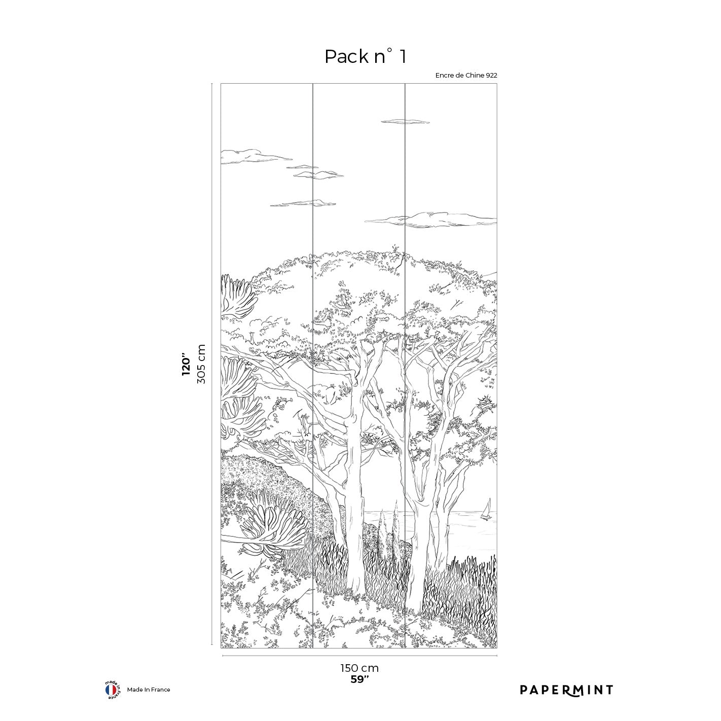 Veer Decor Tuscany Line Pack 1 in Black Wall Mural Coastal Mural Black  Mural - 8184-DD1-A