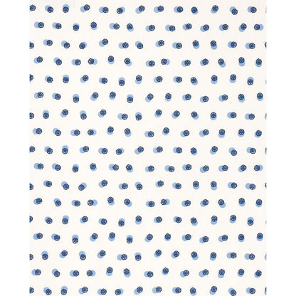 White background with small blue circular dots in a repeating polka-dot pattern.
