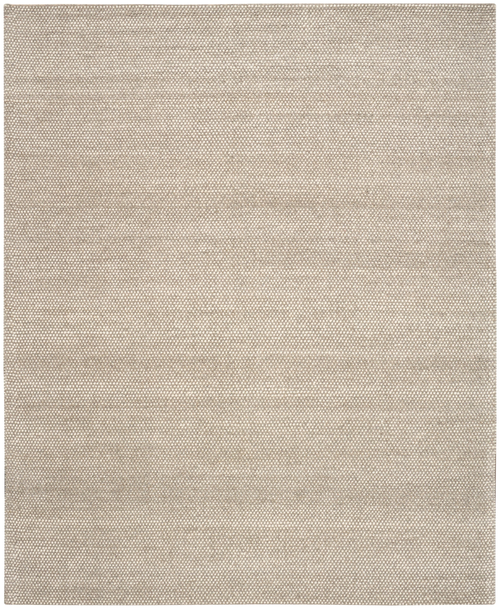Beige linen-look rug with a subtle speckle; woven texture.