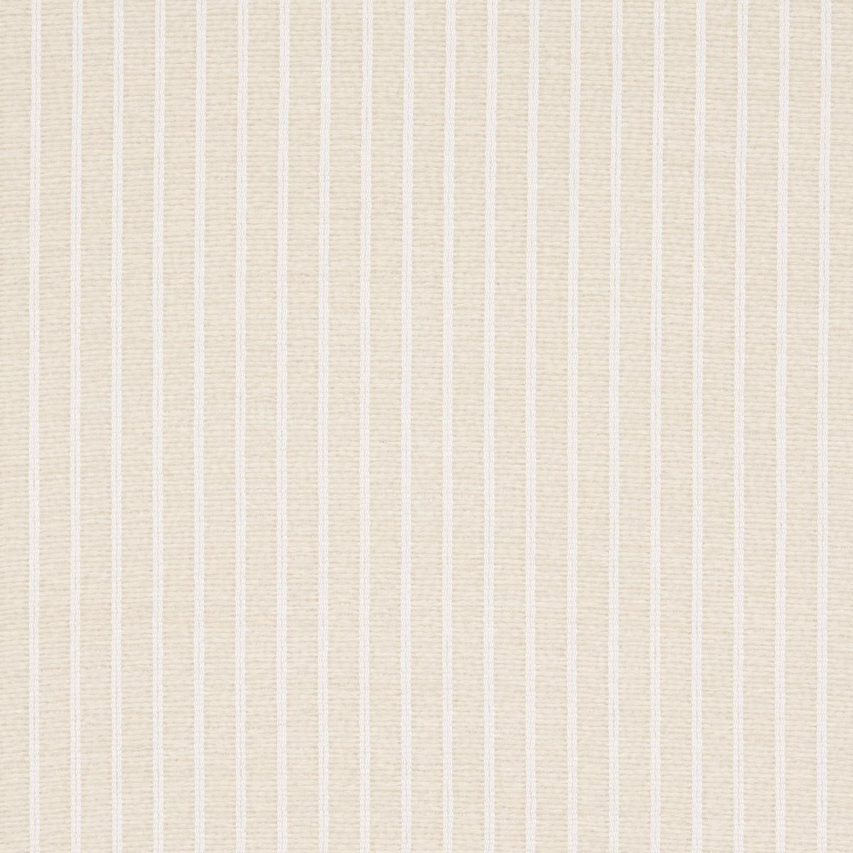 Beige fabric with vertical cream stripes and a linen-like texture; versatile for upholstery or drapes.