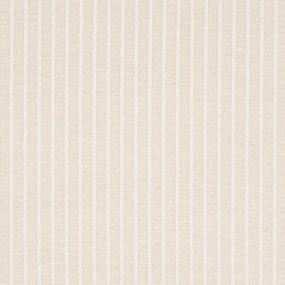 Beige fabric with vertical cream stripes and a linen-like texture; versatile for upholstery or drapes.