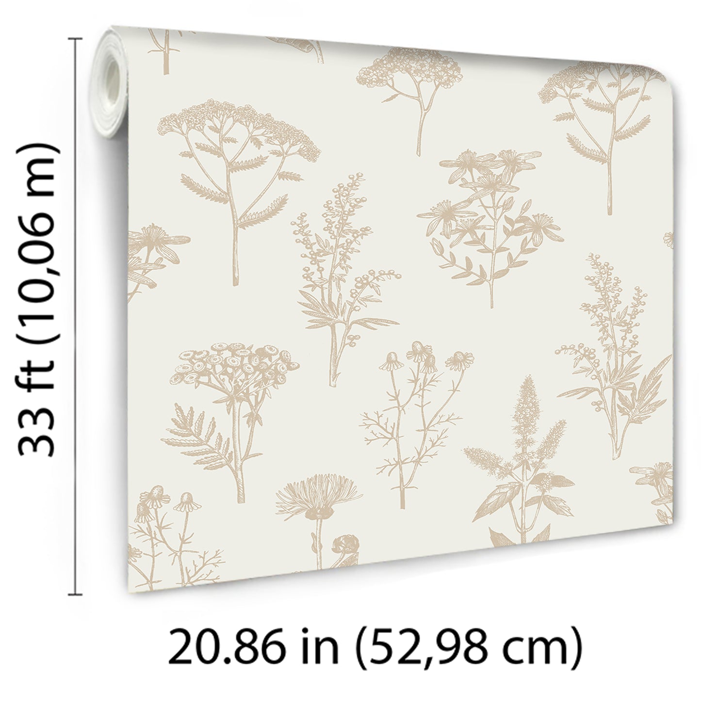 Veer Decor Luminous Botanical Sketch Gold Metallic Wallpaper Nature Transitional Gold  Wallpaper - 8195-AB1