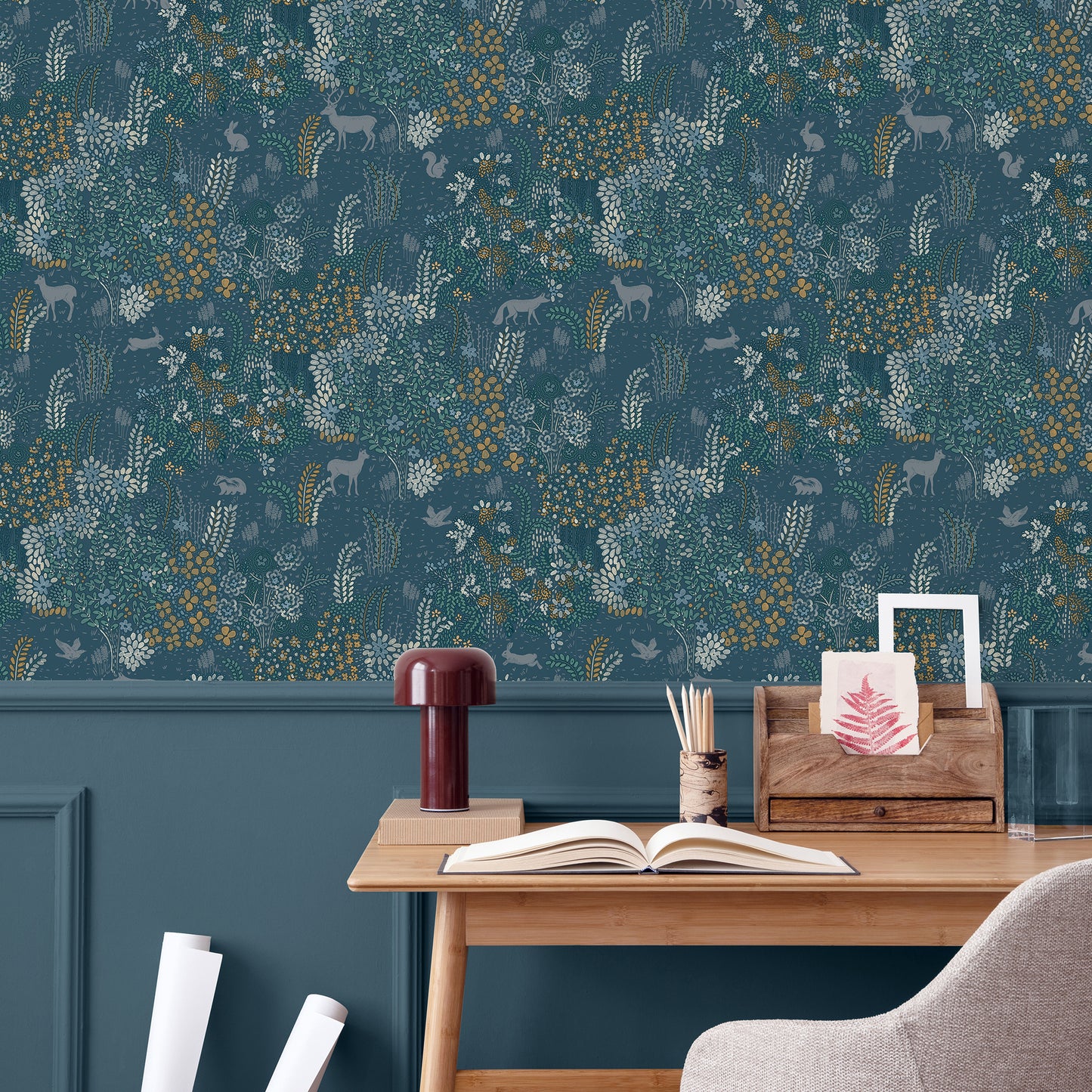 Veer Decor Babylon Blue Wallpaper Floral Transitional Blue  Wallpaper - 8195-AC1
