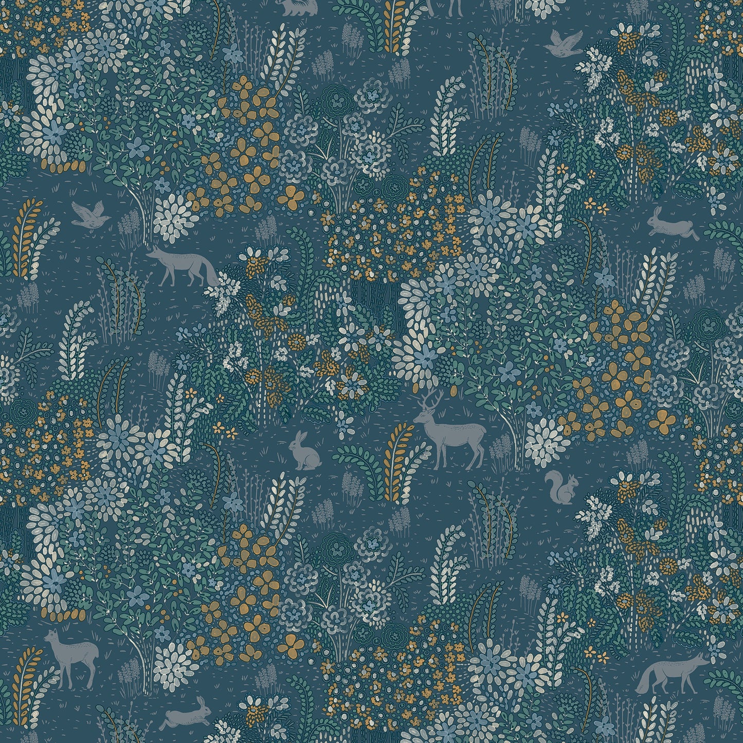 Veer Decor Babylon Blue Wallpaper Floral Transitional Blue  Wallpaper - 8195-AC1