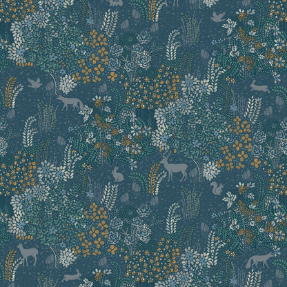 Veer Decor Babylon Blue Wallpaper Floral Transitional Blue  Wallpaper - 8195-AC1