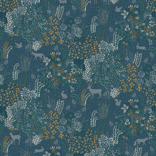 Veer Decor Babylon Blue Wallpaper Floral Transitional Blue  Wallpaper - 8195-AC1