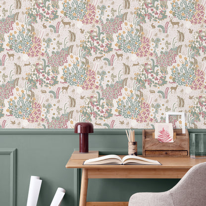 Veer Decor Babylon Pink Wallpaper Floral Transitional Pink  Wallpaper - 8195-AC2
