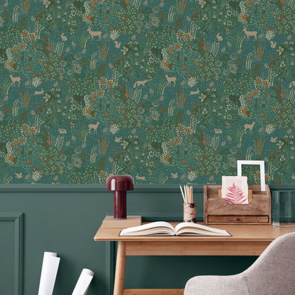 Veer Decor Babylon Green Wallpaper Floral Transitional Green  Wallpaper - 8195-AC3