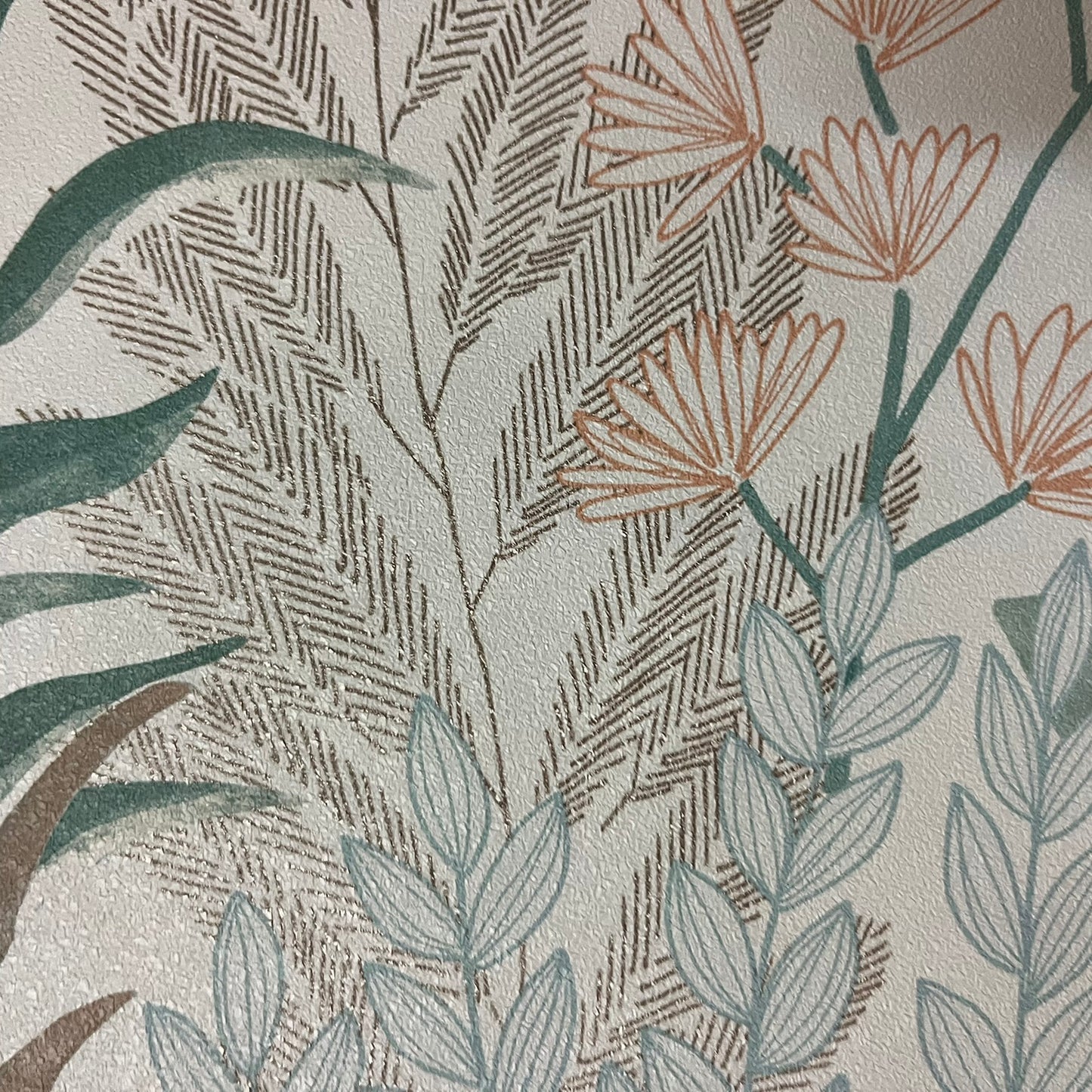 Veer Decor Serene Meadow Aqua Blue and Green on White Ground Wallpaper Floral Transitional Teal  Wallpaper - 8195-AD1