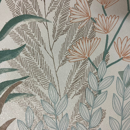 Veer Decor Serene Meadow Aqua Blue and Green on White Ground Wallpaper Floral Transitional Teal  Wallpaper - 8195-AD1