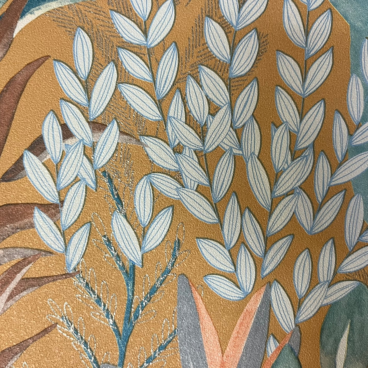 Veer Decor Serene Meadow Burnt Orange Ground Wallpaper Floral Transitional Orange  Wallpaper - 8195-AD2