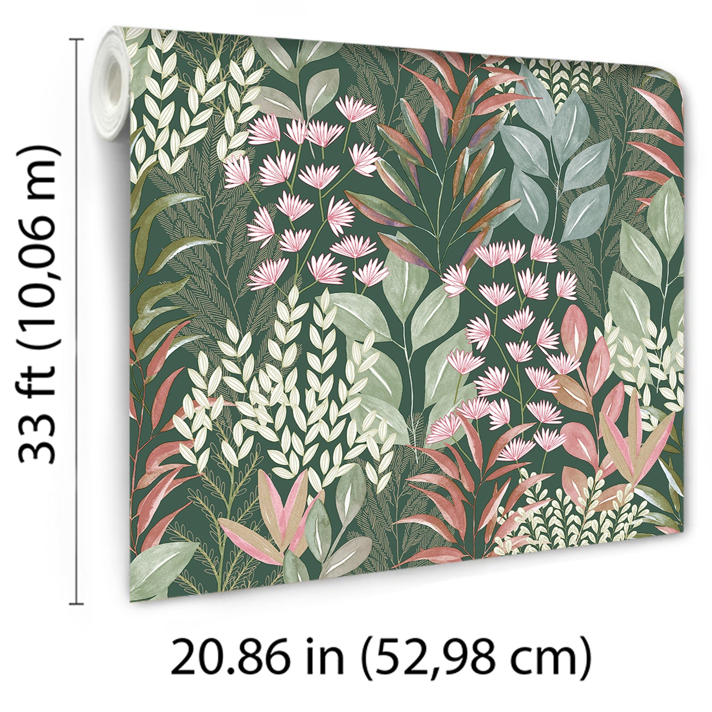 Veer Decor Serene Meadow Green Ground Wallpaper Floral Transitional Green  Wallpaper - 8195-AD3