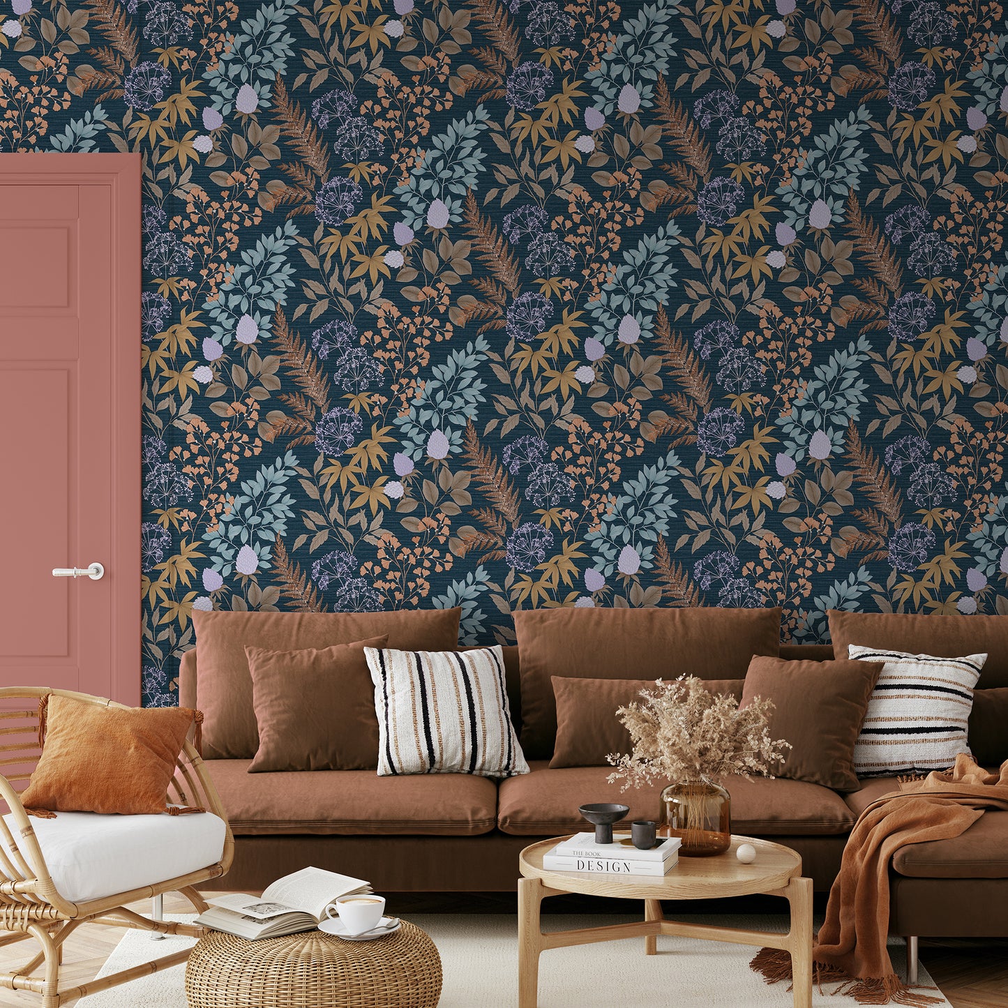 Veer Decor Gilded Bloom Blue Ground Wallpaper Floral Transitional Blue  Wallpaper - 8195-AE1