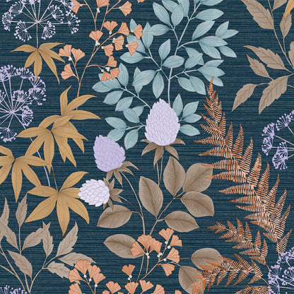 Veer Decor Gilded Bloom Blue Ground Wallpaper Floral Transitional Blue  Wallpaper - 8195-AE1