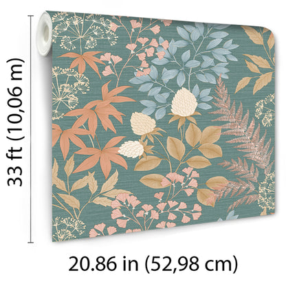 Veer Decor Gilded Bloom Green Ground Wallpaper Floral Transitional Green  Wallpaper - 8195-AE2
