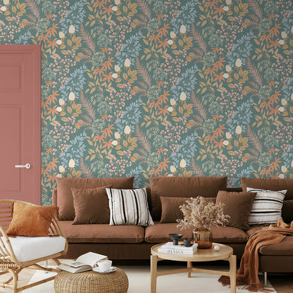 Veer Decor Gilded Bloom Green Ground Wallpaper Floral Transitional Green  Wallpaper - 8195-AE2