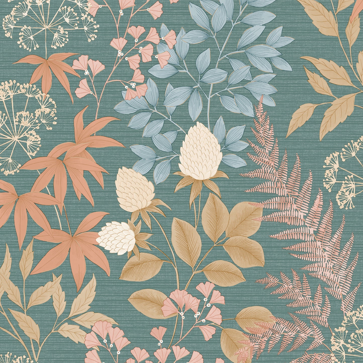 Veer Decor Gilded Bloom Green Ground Wallpaper Floral Transitional Green  Wallpaper - 8195-AE2