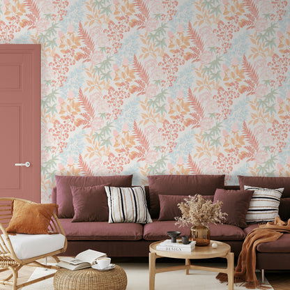 Veer Decor Gilded Bloom Red on White Ground Wallpaper Floral Transitional White  Wallpaper - 8195-AE4