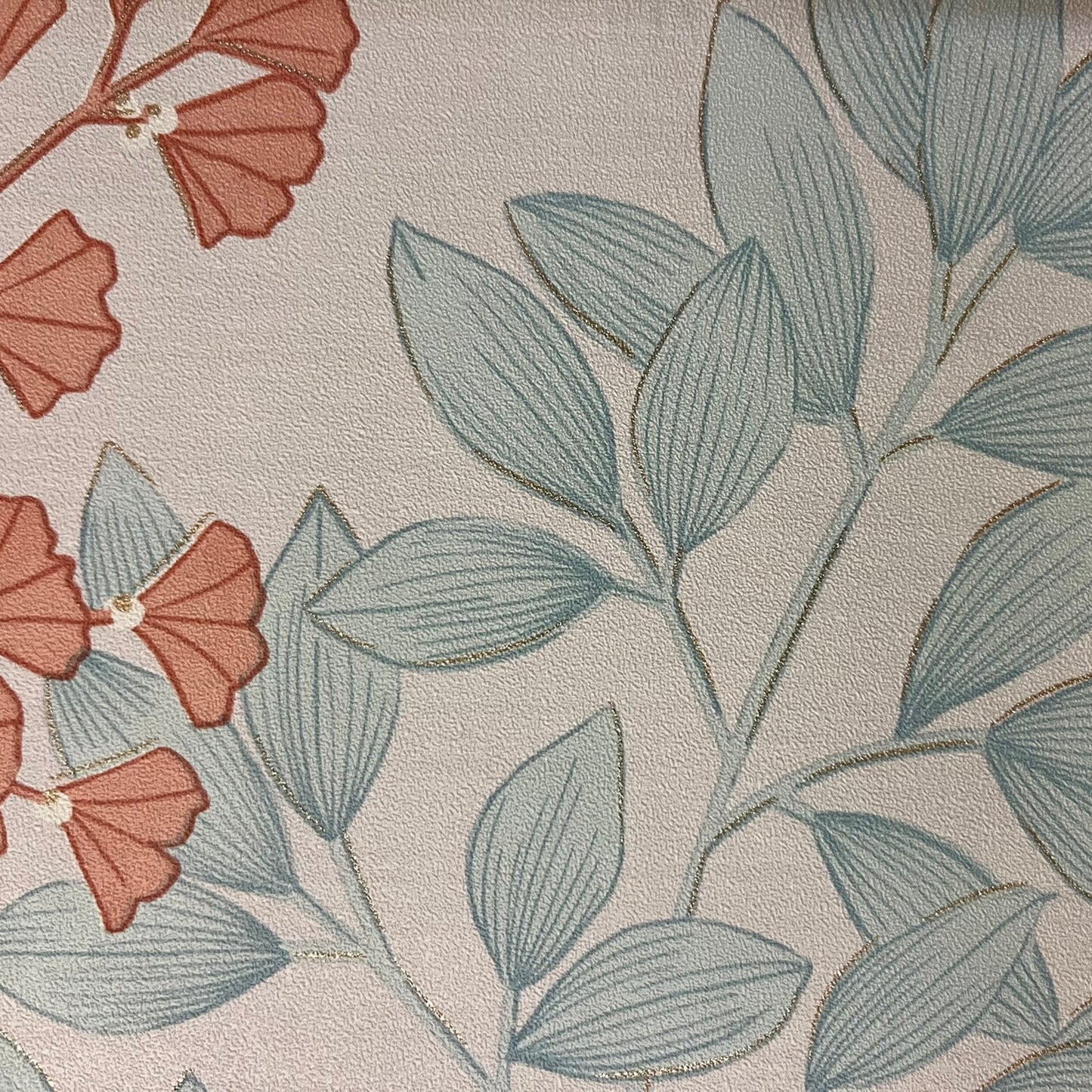 Veer Decor Gilded Bloom Red on White Ground Wallpaper Floral Transitional White  Wallpaper - 8195-AE4