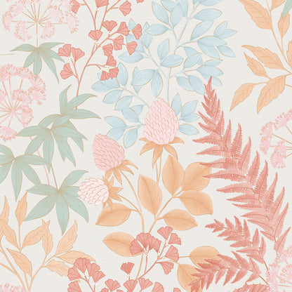 Veer Decor Gilded Bloom Red on White Ground Wallpaper Floral Transitional White  Wallpaper - 8195-AE4