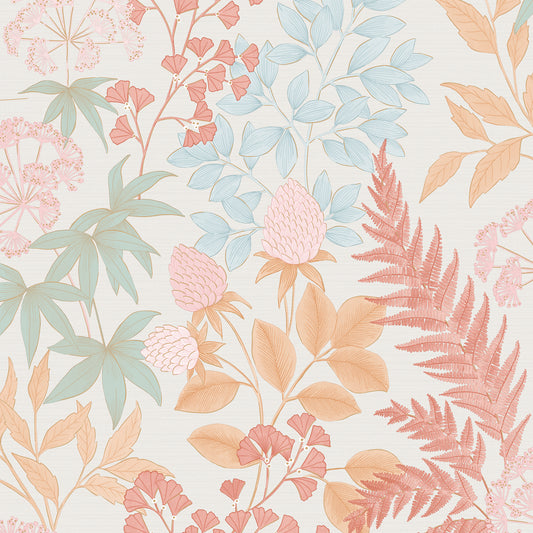 Veer Decor Gilded Bloom Red on White Ground Wallpaper Floral Transitional White  Wallpaper - 8195-AE4