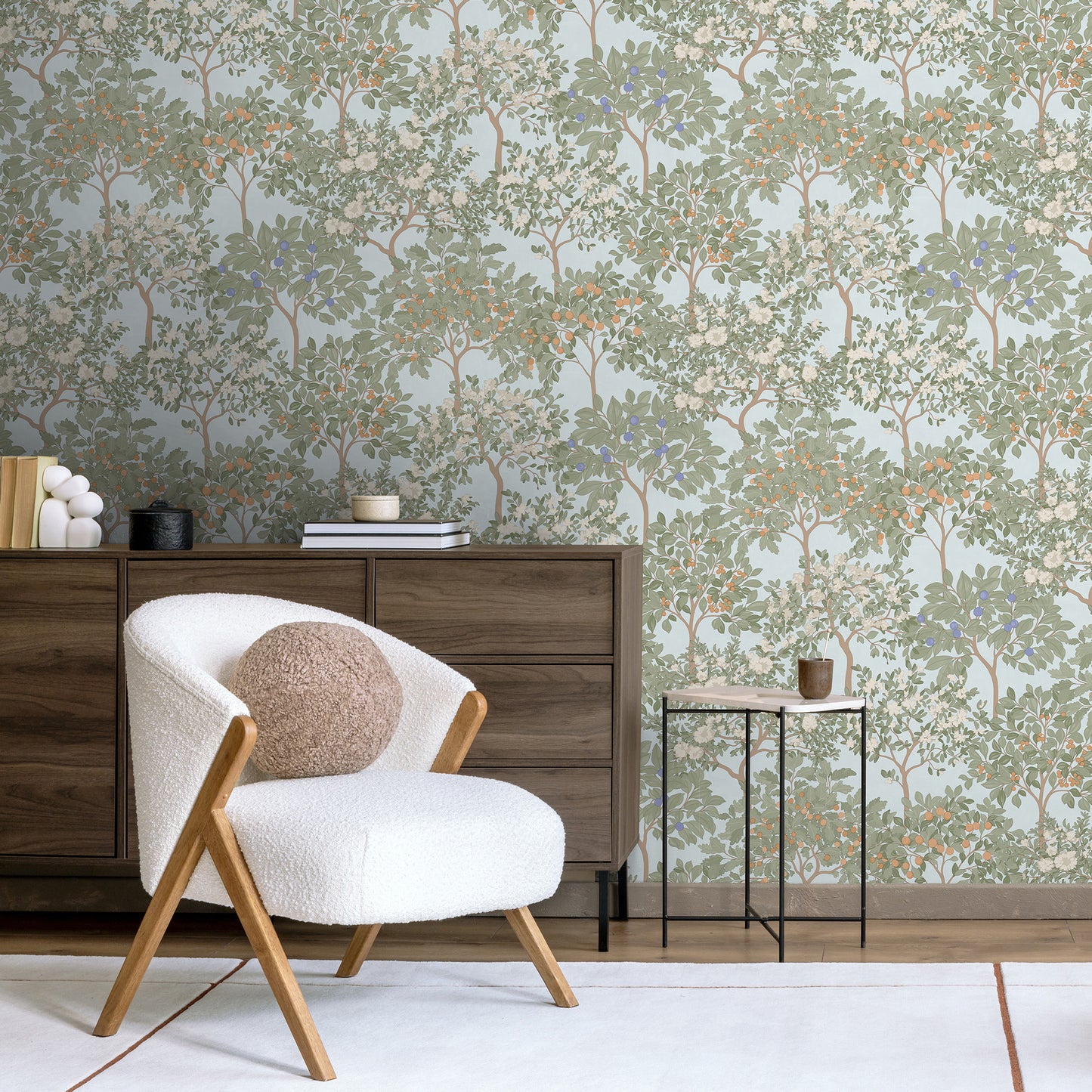 Veer Decor Arbor Serenade Blue Wallpaper Nature Traditional, Transitional Blue  Wallpaper - 8195-AF1