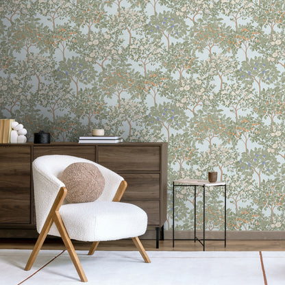 Veer Decor Arbor Serenade Blue Wallpaper Nature Traditional, Transitional Blue  Wallpaper - 8195-AF1