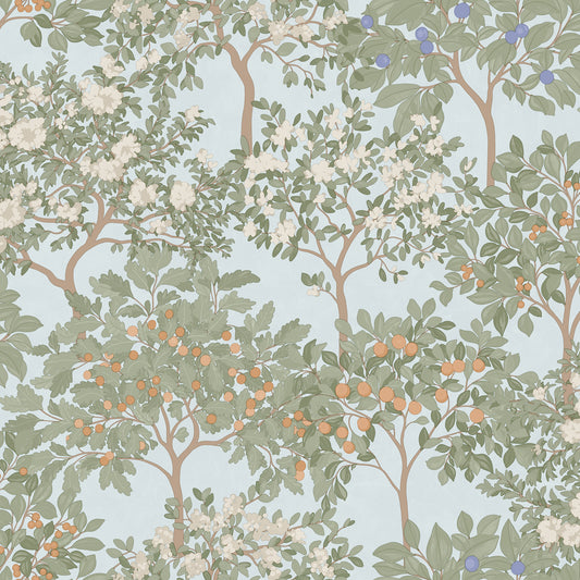 Veer Decor Arbor Serenade Blue Wallpaper Nature Traditional, Transitional Blue  Wallpaper - 8195-AF1