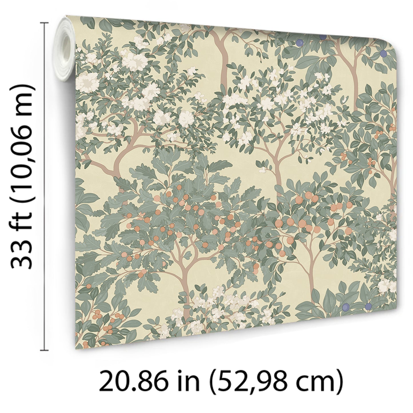 Veer Decor Arbor Serenade Green on Yellow Ground Wallpaper Nature Traditional, Transitional Yellow  Wallpaper - 8195-AF2