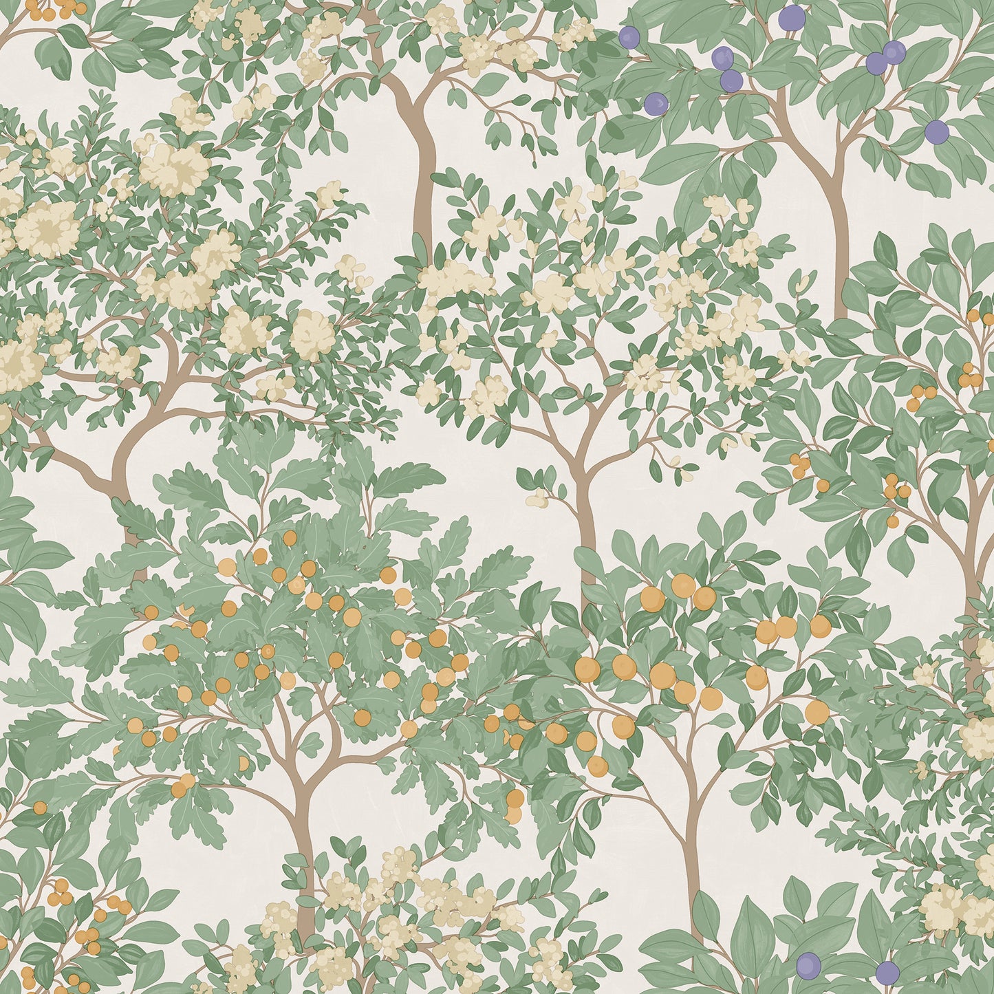 Veer Decor Arbor Serenade Cream Ground Wallpaper Nature Traditional, Transitional Cream  Wallpaper - 8195-AF4