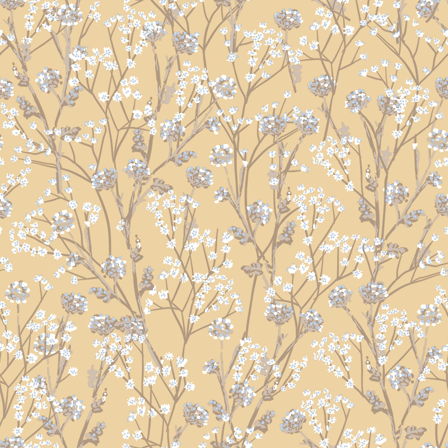 Veer Decor Blossom Branches Yellow Wallpaper Floral Traditional, Transitional Yellow  Wallpaper - 8195-AG1