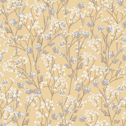 Veer Decor Blossom Branches Yellow Wallpaper Floral Traditional, Transitional Yellow  Wallpaper - 8195-AG1
