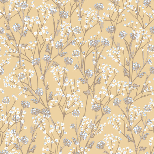 Veer Decor Blossom Branches Yellow Wallpaper Floral Traditional, Transitional Yellow  Wallpaper - 8195-AG1