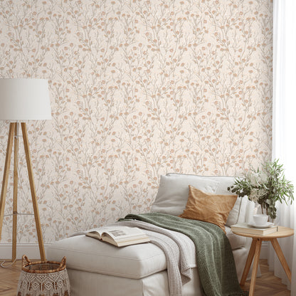 Veer Decor Blossom Branches Grey Beige Wallpaper Floral Traditional, Transitional Beige  Wallpaper - 8195-AG3