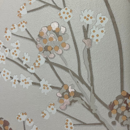 Veer Decor Blossom Branches Grey Beige Wallpaper Floral Traditional, Transitional Beige  Wallpaper - 8195-AG3