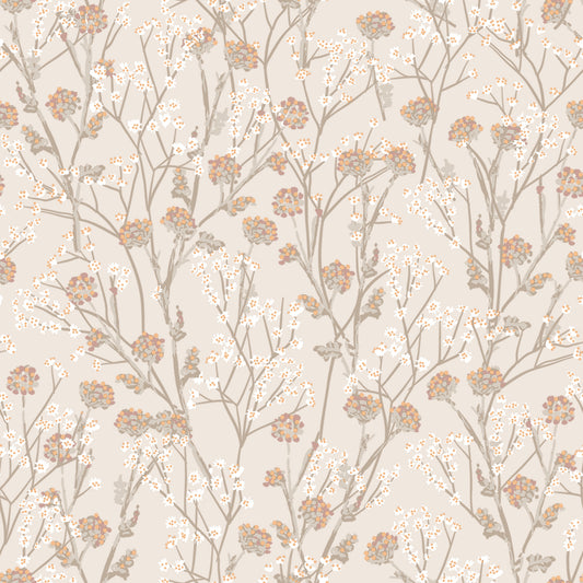 Veer Decor Blossom Branches Grey Beige Wallpaper Floral Traditional, Transitional Beige  Wallpaper - 8195-AG3